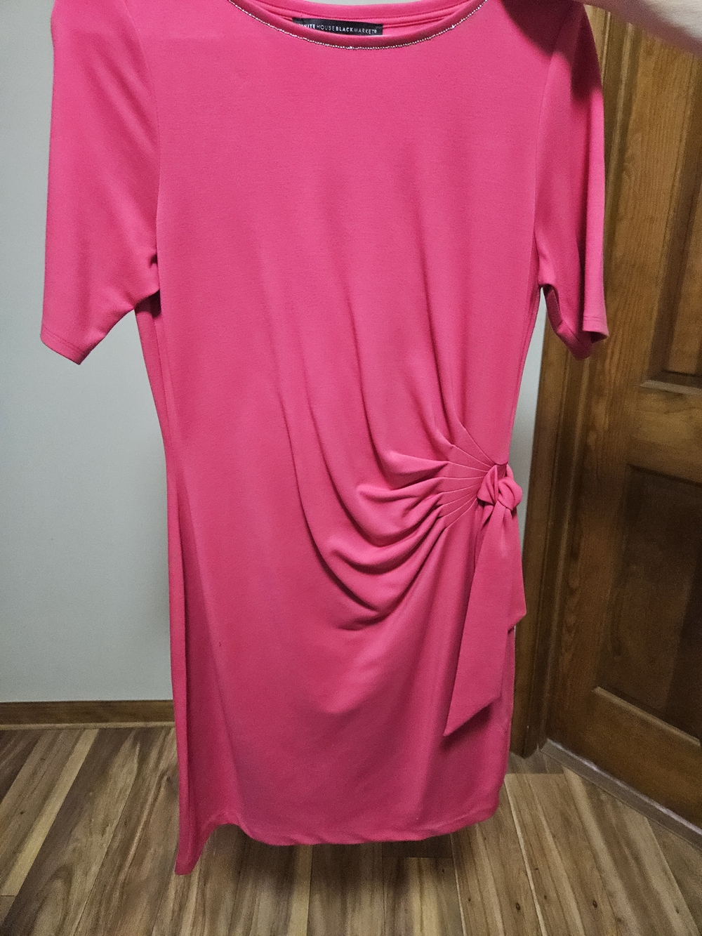 White House Black Market Hot Pink Knot-Accent Dress
